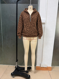 <span class=keywords><strong>Felpa</strong></span> con Cappuccio e Zip Personalizzata da Donna, Stampa <span class=keywords><strong>Leopardata</strong></span>, Autunnale, Vestibilità Ampia, Casual, Manica Lunga - Product Image 6