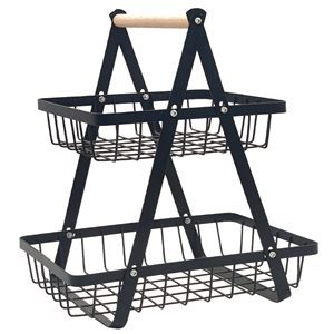 Double Layer Kitchen Laundry Storage <b>Basket</b> Metal Foldable <b>Small</b> Package for Organizing - Product Image 1