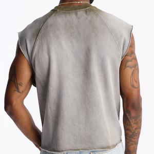 BINBEIER T-shirt Senza Maniche da <span class=keywords><strong>Uomo</strong></span> all'Ingrosso, <span class=keywords><strong>Maglietta</strong></span> Muscolare Personalizzata con Effetto Vintage e Orlo Grezzo, 100% Cotone - Product Image 2