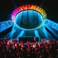 Anillo de Luz Cinético LED RGBW con Tres Motores + Un Haz de Luz DMX512 para Bares, Discotecas, DJ, Conciertos y Espectáculos