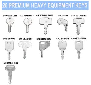 26 Heavy Equipment Keys Set Machine Ignition Keys Fits Caterpillar Geine JCB Toyota Hyster Komatsu Kubota Key Ignition Switch