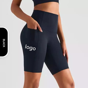 WK1438 pantaloncini da bici da Yoga a vita alta da donna con tasca laterale senza punta di cammello senza pantaloncini da ciclismo per allenamento con cuciture anteriori - Product Image 1