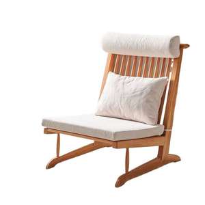 Fauteuil inclinable en bois massif de style japonais, dossier haut, pour balcon ou maison d'hôtes, design Wabi Sabi - Product Image 2