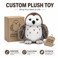 Peluche Hibou Brodé en Coton PP Personnalisée, Directement de l'Usine, à partir de Conception OEM/ODM, Poupée Personnage Rembourrée pour Marques IP Originales
