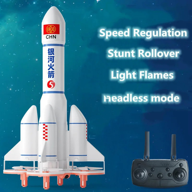Smart Obstacle Avoidance Hover Rocket Type RC Drone 2.4G VTOL 3D Rotation LED Lighting One Key Return Radio Control Quadcopter