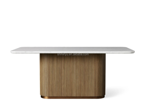 Minyu 2024 Modern Rustic Dining <strong>Table</strong> Solid Wood Rectangular Restaurant <strong>Table</strong> with <strong>Marble</strong> <strong>Top</strong> for Dining Room Furniture - Product Image 6
