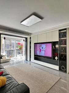 Meuble TV mural moderne en bois avec rangement, design contemporain pour salon - Product Image 2