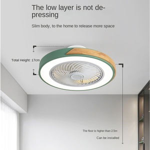 Ventilador de Techo LED de Estilo Nórdico, Redondo, Silencioso, con Control Remoto, 3 Velocidades, Regulable, para Baño - Product Image 1