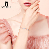 Bracelet tennis ICEBELA fait main pour femme, en argent sterling 925 de luxe, avec zircone cubique bleue et blanche de 2,0 mm