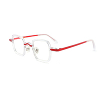 Gafas Ópticas Unisex Ligeras con Montura Gruesa de Metal y Patillas de Contraste de Color, Estilo Geométrico Vintage Japonés