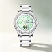 Nouveautés Montre-bracelet automatique pour femme, luxe, cadran serti de zircon, violet/rouge/bleu/vert, montre moderne pour femme