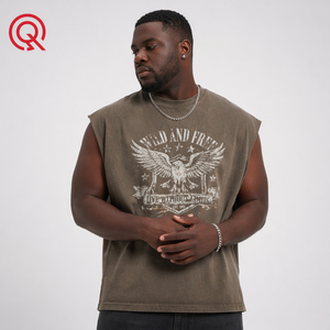 Camiseta sin Mangas Vintage para Hombre con Logotipo Personalizado a Bajo Precio, Lavado Pigmentado, Estampado de Águila, <span class=keywords><strong>Ropa</strong></span> de Moda Masculina - Product Image 1