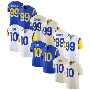 Venta al por mayor 2024 de alta calidad Cooper Kupp 10 # <span class=keywords><strong>Aaron</strong></span> <span class=keywords><strong>Donald</strong></span> 99 # camisetas de fútbol americano blanco-azul cosido pantalones cortos transpirables - Product Image 1