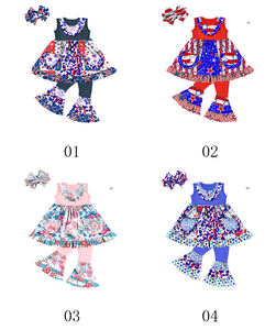 Ensembles de vêtements pour enfants à la mode pour le 4 juillet, robe à bretelles et pantalon cloche pour filles, tenue pour filles, ensembles pour enfants, vêtements pour enfants - Product Image 5