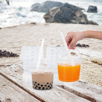 Gobelets en plastique transparent avec couvercle, réutilisables, avec poignée, pour café glacé, smoothies, glaces, robustes, sans danger pour les aliments, étanches