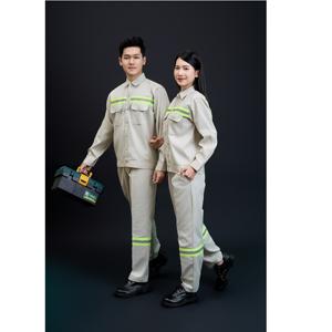 FMF Ensemble de vêtements de travail de sécurité anti-rides du Vietnam beige à manches longues et anti-rétrécissement de haute qualité pour femmes - Product Image 1