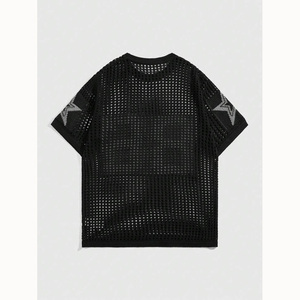 Logo <span class=keywords><strong>personnalisé</strong></span> OEM/ODM Chemise de <span class=keywords><strong>baseball</strong></span> jacquard numérique à col ras du cou creuse à l'avant Pull en tricot à manches courtes pour hommes - Product Image 2