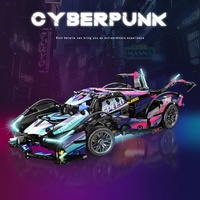 SAMLOK 1149 PCS 1:14 Cyberpunk V12 Set Blok Bangunan Mobil DIY Mainan Konstruksi Elektronik Plastik ABS 5 7 Tahun Unisex