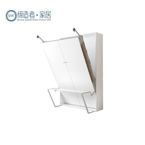Letto a Scomparsa Verticale con Armadio in Materiale Truciolare, Letto a Muro Pieghevole Murphy con Scrivania - Product Image 5