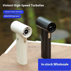 مروحة محمولة صغيرة الحجم قابلة لإعادة الشحن عبر USB، مروحة توربينية عالية السرعة بشاشة رقمية بدون شفرات للتبريد الشخصي في الهواء الطلق - Product Image 2