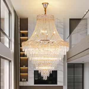 Zeal Lighting Modern Luxury <b>Large</b> K9 Crystal Golden Chandelier Pendant Light Led Villa Hotel Kitchen Dining - Product Image 3