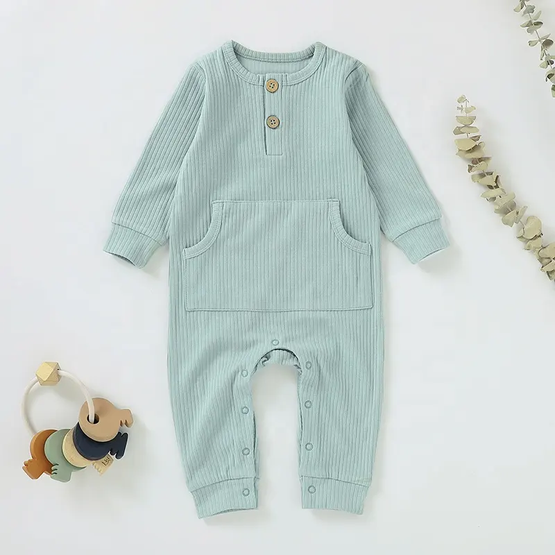 Bán Hot Gân Vải Quần Áo Trẻ Em Rompers Babi Hữu Cơ Bông Onesie Trẻ Sơ Sinh Rompers