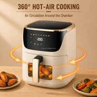 Friteuse à air 7L avec fenêtre de visualisation, panier unique, cuisinière électrique de comptoir, contrôle de température 80-200°C, pour usage domestique, commercial et VR