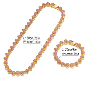 Bracciale Hip Hop in Rame con Cuore Grande Verde Scintillante, Collana a Catena Cubana con Zirconi da 10mm per Donna Streetwear - Product Image 4