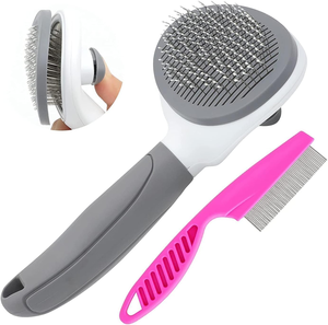Pakeway <b>Pet</b> Grooming <b>Brush</b> Self Cleaning Stainless Steal Comb <b>Pet</b> Massage <b>Brush</b> Hair Remove Cat <b>Brush</b> <b>Pet</b> Comb - Product Image 1