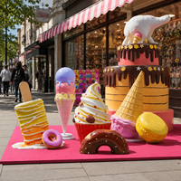 Statues en résine peintes à la main, écologiques, pour l'extérieur, sculptures surdimensionnées de gâteaux et de glaces, ensemble de sculptures pour les magasins de desserts