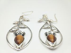 Pendientes de Piedra Ojo de Tigre Natural, Plata de Ley 925, Joyería Artesanal Hecha a Mano, Regalo para Mujer, Proveedor Mayorista de Joyería de la India - Product Image 3