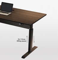Bureau de direction en forme de L électrique à double moteur de luxe en noyer pour bureau de patron