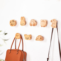 Crochets muraux en bois créatifs à l'effigie d'animaux mignons pour chambre d'enfant, organisateur de rangement pour vêtements, manteaux et sacs