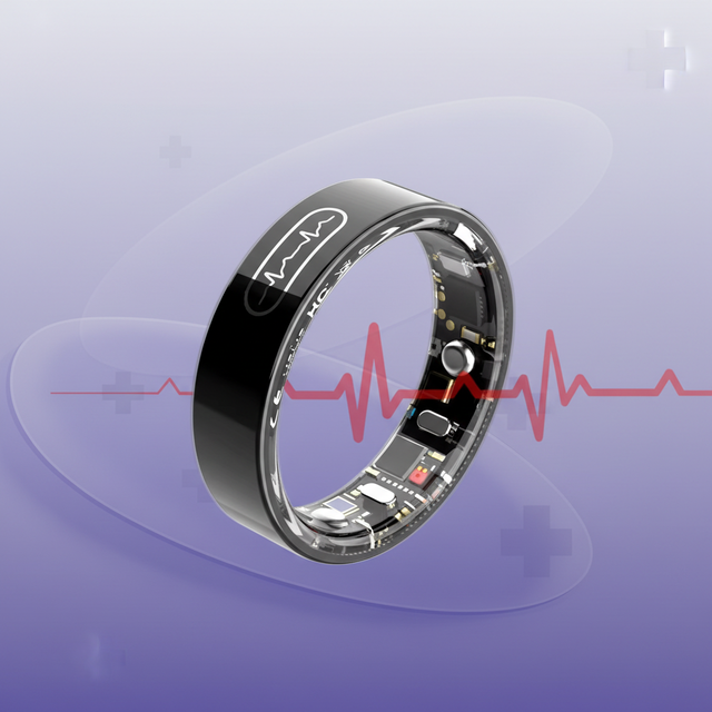 Customizable Smart Ring Health Tracker, App-Controlled Sports Waterproof Sleep Monitoring Unisex Ring Couple Rings Gift Present