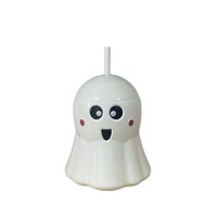 Gobelet en plastique à paille de grande capacité 500 ml pour enfants, avec motif de dessin animé lumineux et isolation thermique, idéal pour Halloween, Pâques et les fêtes