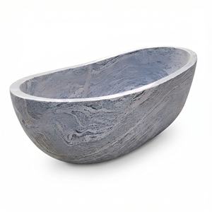 Baignoires ovales modernes sur mesure de luxe en granit or désertique exclusif, autoportantes pour salle de bain, villa, hôtel, maison - Product Image 2