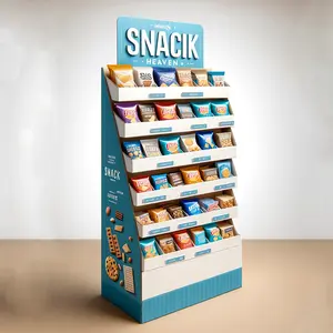 Fabrika karton patates cipsi aperatifler şeker dükkanı ekran standı şeker mağaza mal standları dükkanı kat perakende ekran rafları