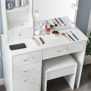 Escritorio de tocador, tocador de maquillaje con espejo y 10 Luces LED, con 6 cajones y Silla 3 modos de iluminación para dormitorio - Product Image 6