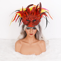 Accessoire de costume de cosplay fourni par l'usine, masque de dragon élégant en plumes pour Halloween, fête de carnaval, vente en gros