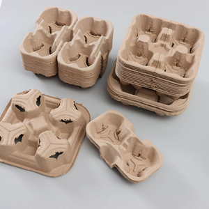 Portavasos de fibra de pulpa compostable duradero de 4 tazas Portador de bandeja de servicio de entrega <span class=keywords><strong>Uber</strong></span> <span class=keywords><strong>Eats</strong></span> con opciones de 2 y 6 tazas - Product Image 4