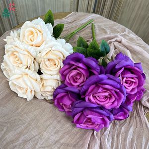 Bouquet de roses artificielles Hua Ding, tissu tissé à la main, décoration de mariage - Product Image 3