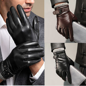 Gants de cyclisme d'hiver chauds et froids Gants en cachemire durables haut de gamme pour la conduite avec écran tactile Gants en peau de mouton en <span class=keywords><strong>cuir</strong></span> véritable pour hommes - Product Image 2