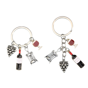 Llavero Abridor de Botellas de <span class=keywords><strong>Vino</strong></span> Personalizado al por Mayor, Amuleto de Metal Esmaltado con Diseño de Uva, Llavero de Acero Inoxidable - Product Image 4