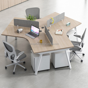 Bureau de travail de bureau à 3 places, fabricant source, bureau d'ordinateur avec cloisons de bureau et <span class=keywords><strong>design</strong></span> moderne, table de bureau - Product Image 2