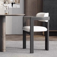 Chaise de salle à manger avec accoudoirs, style minimaliste moderne, structure en bois massif, coussins en tissu, pour la maison, la cuisine, l'hôtel, le restaurant, le café, les événements