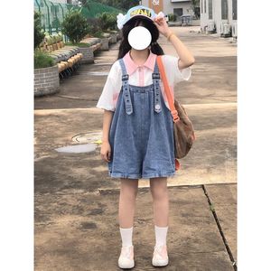 Overol de Mezclilla para Mujer, Diseño Retro 2025, Cintura Alta, Estilo Recto, Versátil, Holgado, Estilo Adelgazante, Azul Claro - Product Image 1