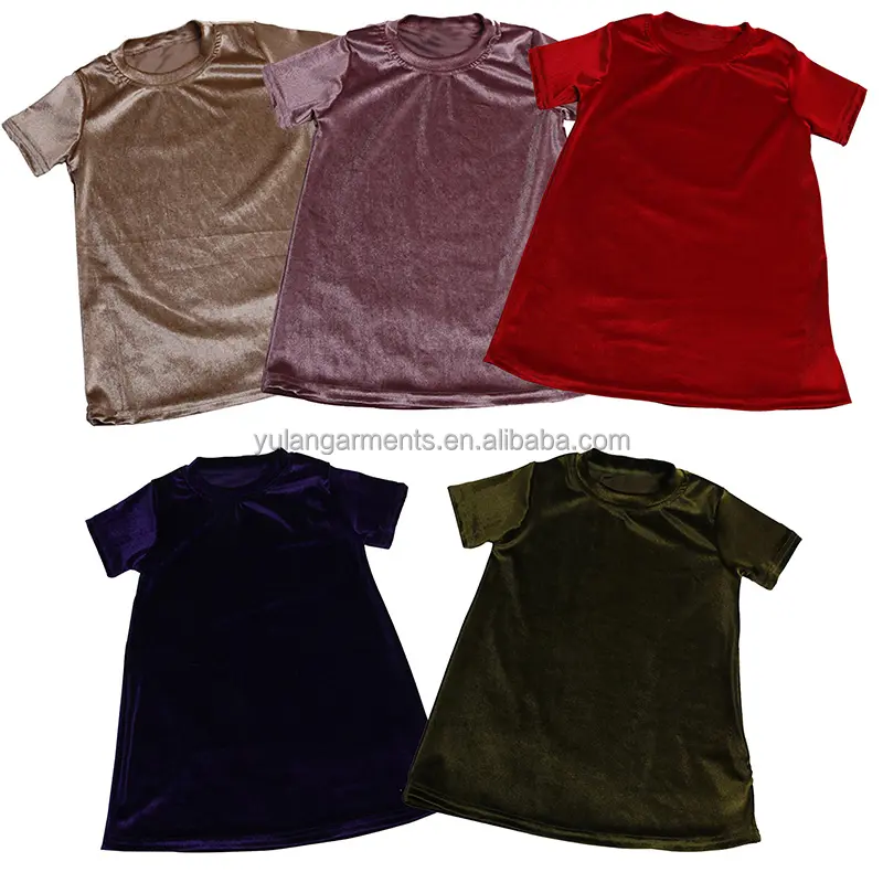 Custom Solid Color Velvet Fabric Toddler Girls T Shirt Dress Mommy And Me Kids Soft Dresses 0-16 Years Old Children Clothing