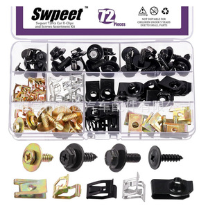 Kit de Surtido de 72 Piezas de Clips y Tornillos en Forma de U para Automóviles, Fijaciones Automotrices para Reparación y Reemplazo - Product Image 1