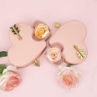 Cadeau Saint Valentin Rouge Rose Coeur Rose Boîte Cadeau Fenêtre Ouverte Conservée Pour Toujours Éternel Rose Pendentif Collier Anneau