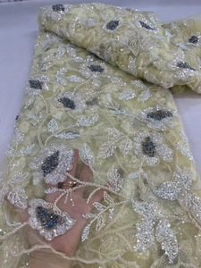 Vải cưới đính cườm ren ánh sáng màu ren vải với sequins thêu lưới ren thiết kế - Product Image 5